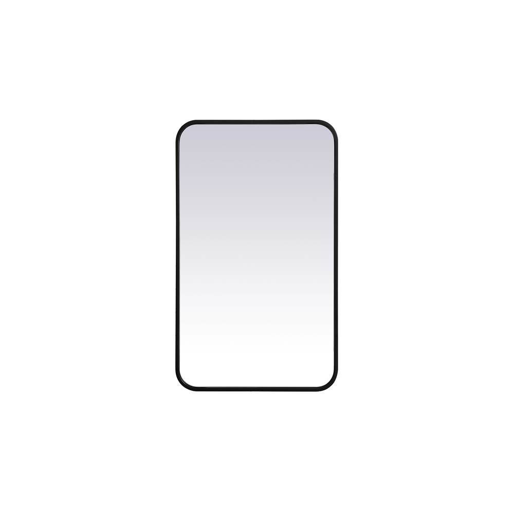 18 x 30 in. Soft Corner Metal Rectangular Mirror, Black
