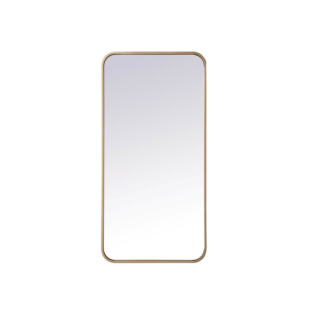 18 x 36 in. Soft Corner Metal Rectangular Mirror, Brass