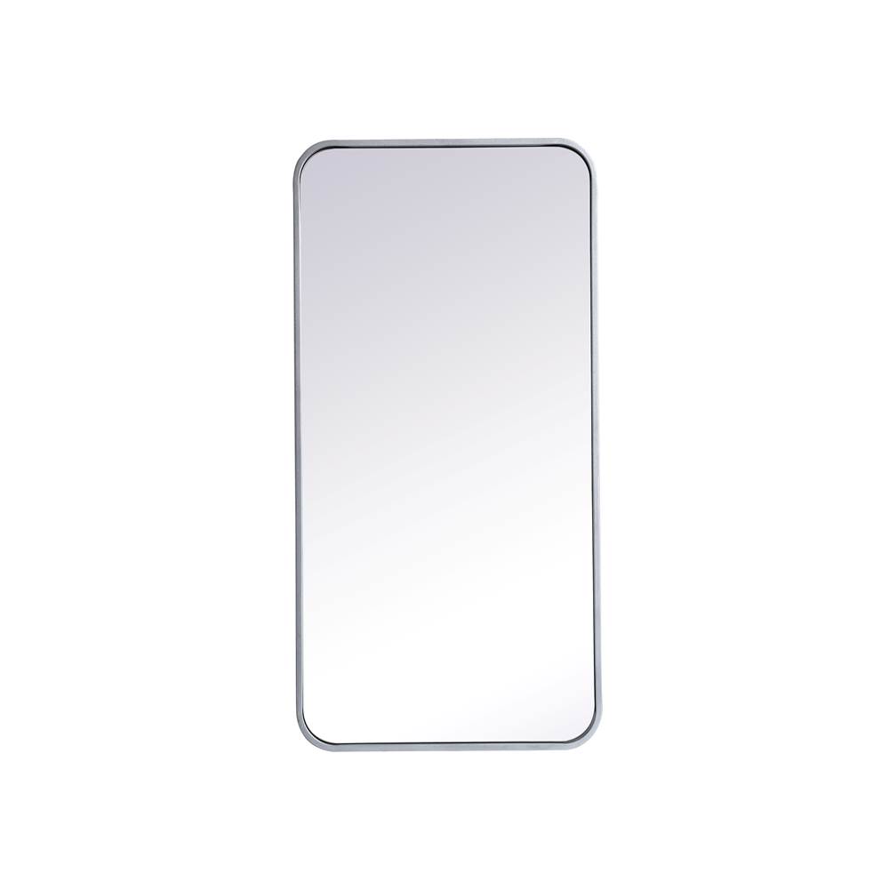 18 x 36 in. Soft Corner Metal Rectangular Mirror, Silver