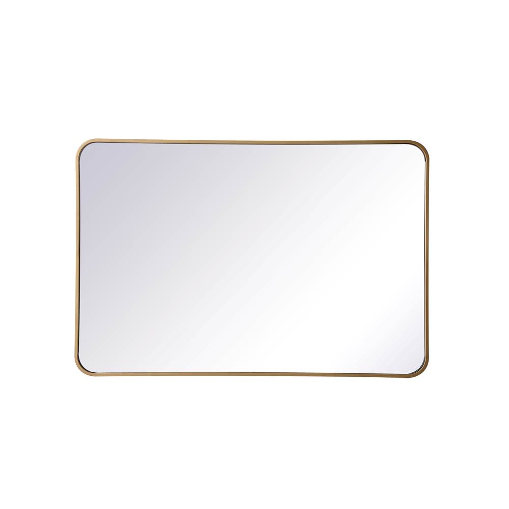27 x 40 in. Soft Corner Metal Rectangular Mirror, Brass
