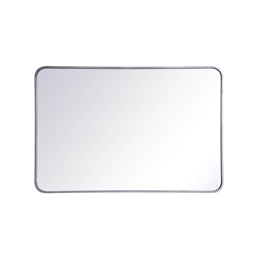 Elegant Lighting  27 x 40 in. Soft Corner Metal Rectangular Mirror, Silver