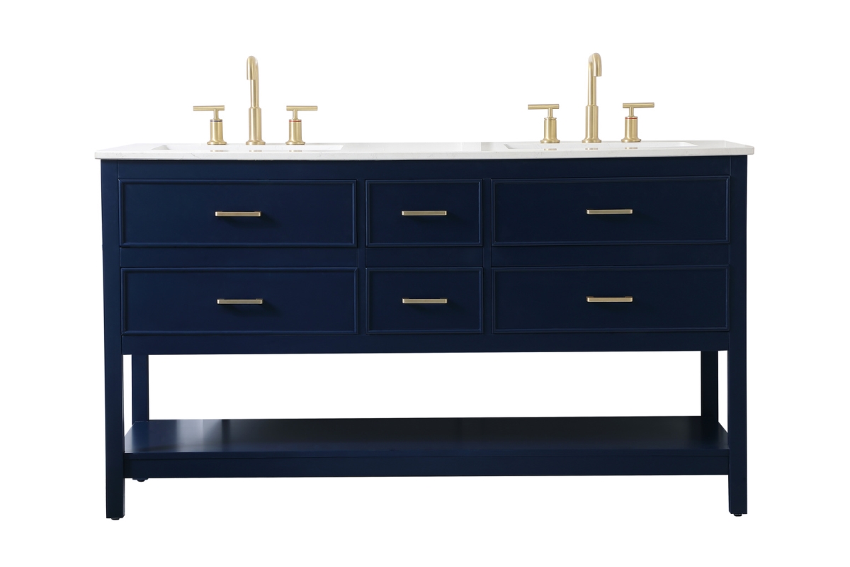 60 in. Double Bathroom Vanity, Blue
