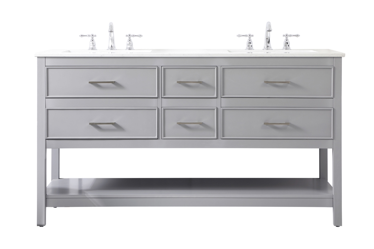 60 in. Double Bathroom Vanity, Gray