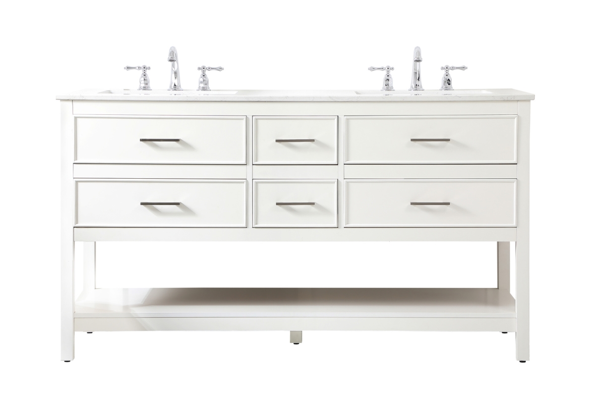 60 in. Double Bathroom Vanity, White
