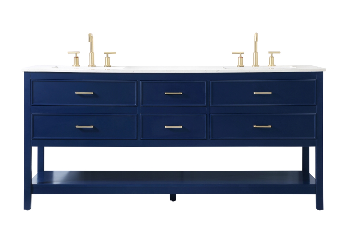 72 in. Double Bathroom Vanity, Blue