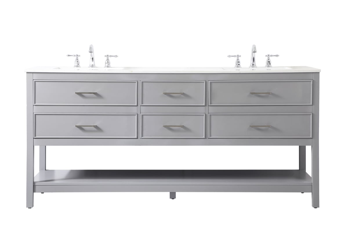 72 in. Double Bathroom Vanity, Gray