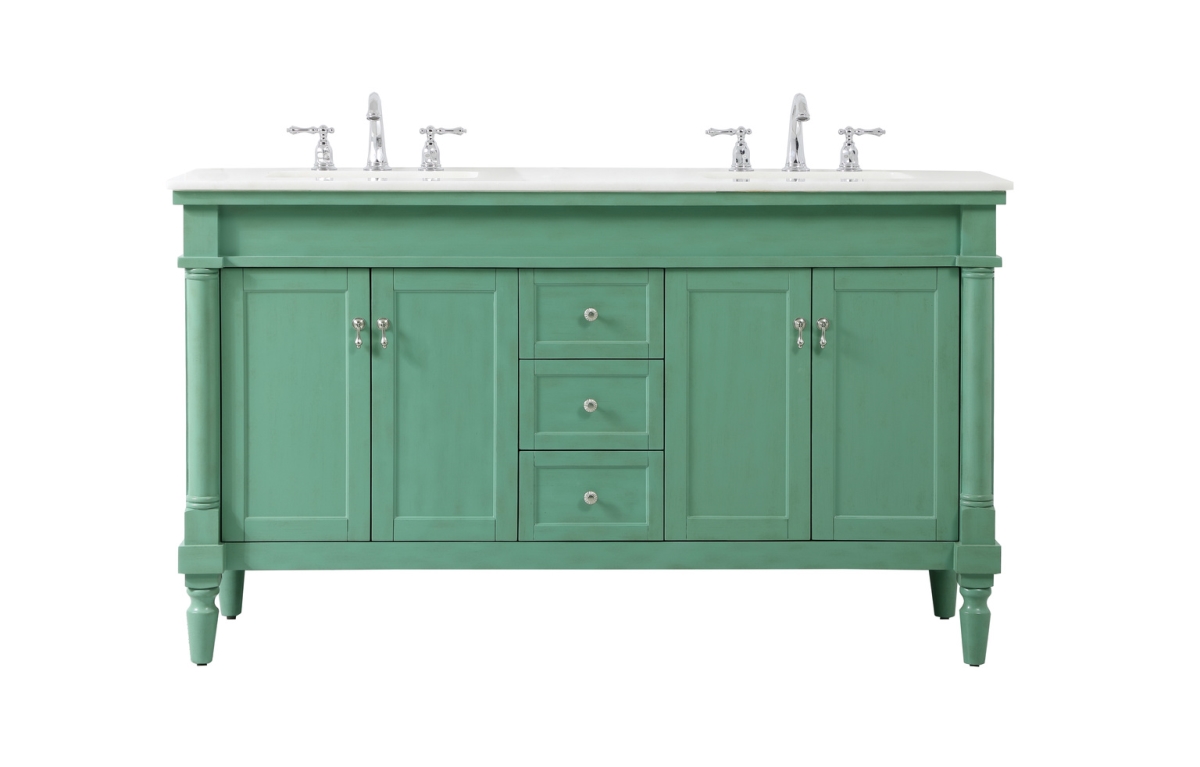 60 in. Double Bathroom Vanity, Vintage Mint