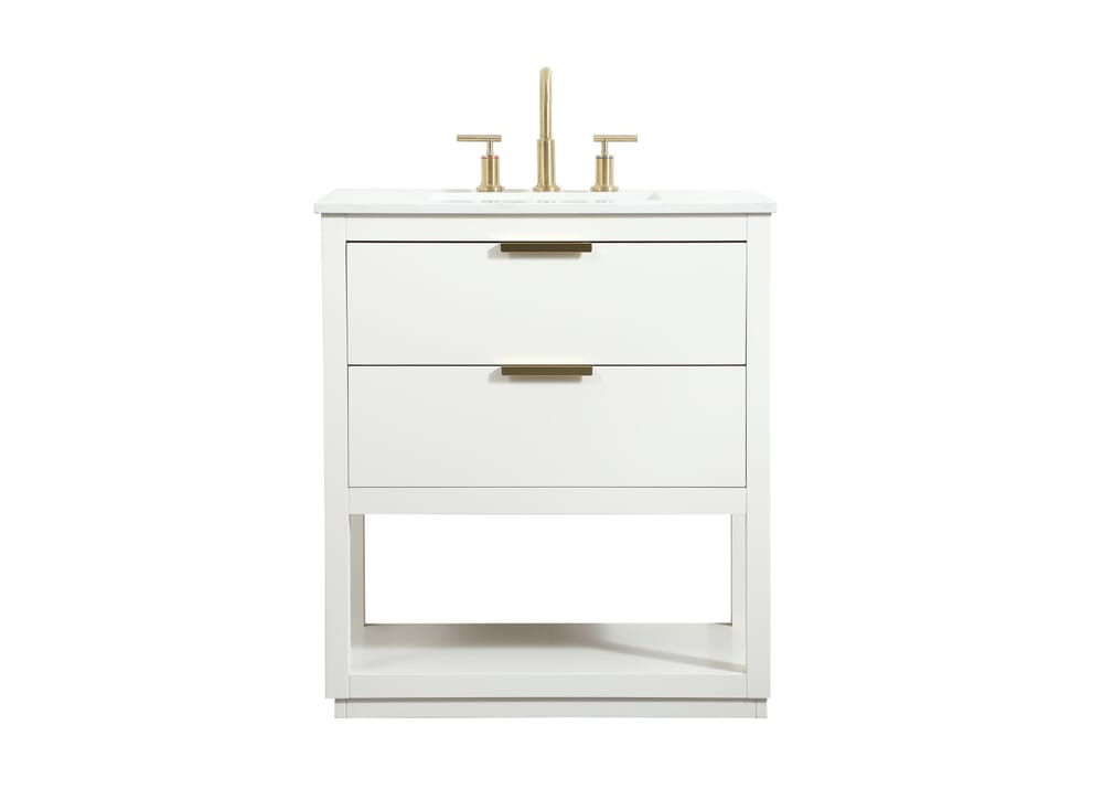 30 in. 2-Drawer Single Bathroom Vanity, White