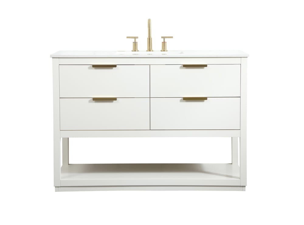 48 in. 4-Drawer Single Bathroom Vanity, White