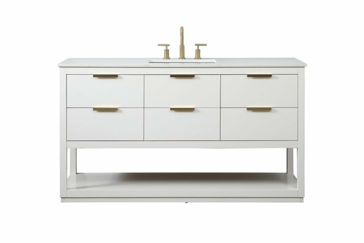 60 in. Single Bathroom Vanity, White