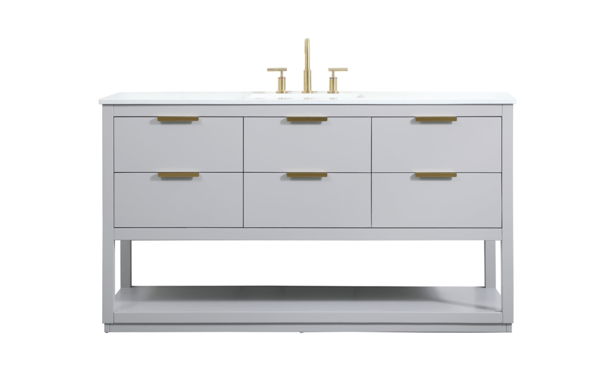 60 in. Single Bathroom Vanity, Grey