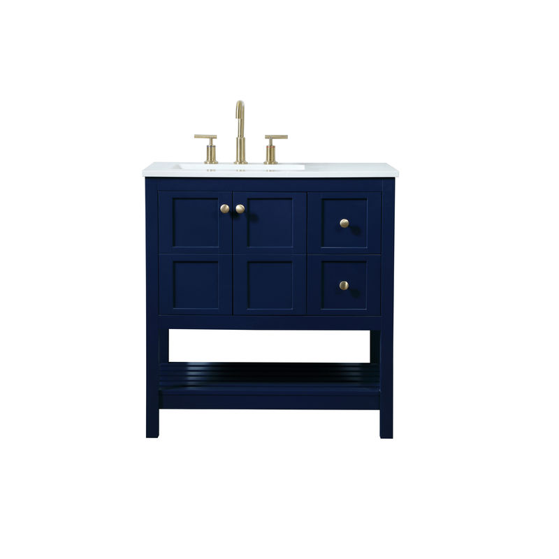 32 in. Single Bathroom Vanity in Blue