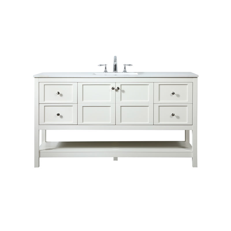 60 in. Single Bathroom Vanity in White