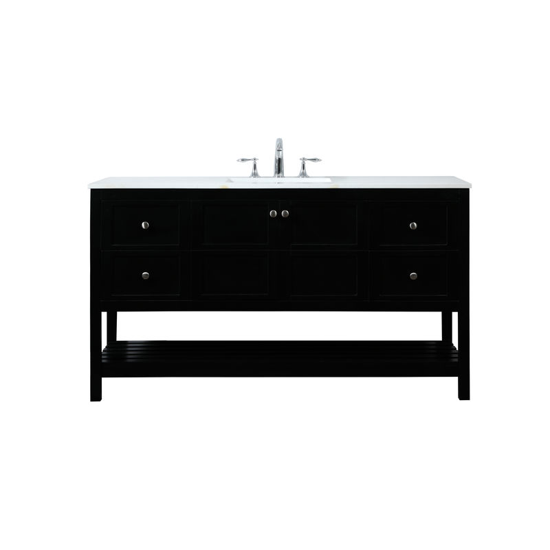 60 in. Single Bathroom Vanity in Black
