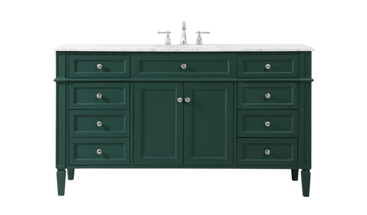 60 in. Single Bathroom Vanity with 8 Drawer in Green