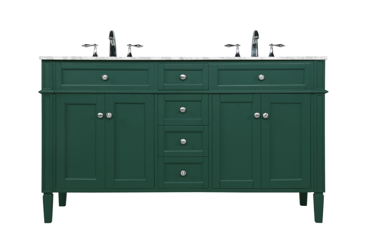 60 in. Double Bathroom Vanity in Green - 21.5 in.