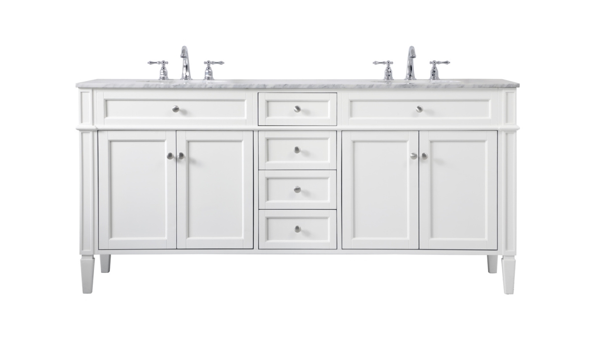 72 in. Double Bathroom Vanity in White