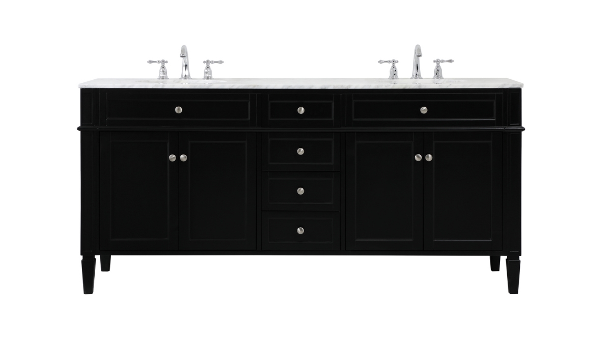 72 in. Double Bathroom Vanity in Black