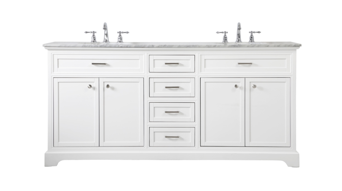 72 in. Double Bathroom Vanity in White - 35 in.