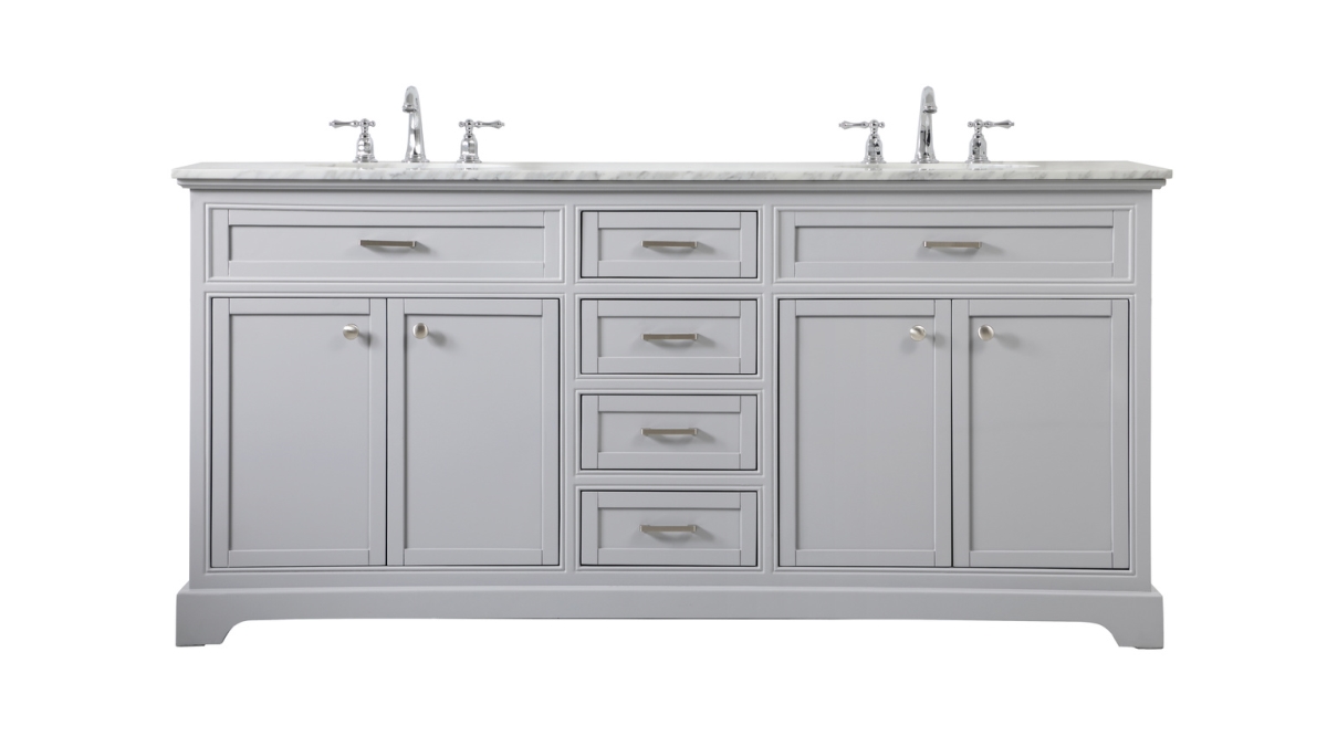 72 in. Double Bathroom Vanity in Grey - 35 in.