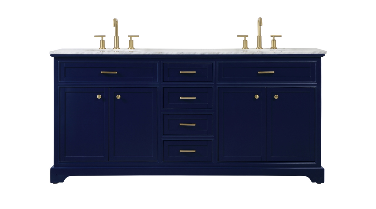 72 in. Double Bathroom Vanity in Blue - 35 in.