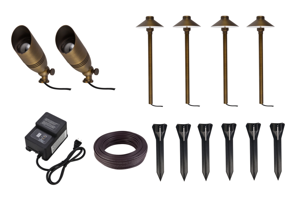Aera Cast Brass Landscape Lighting Full Starter 2 Kit - Pack of 6