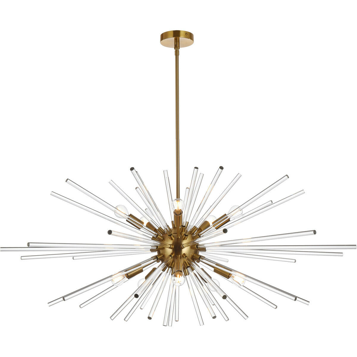 42 in. Sienna 10 Light Crystal Rod Pendant Ceiling Light, Gold