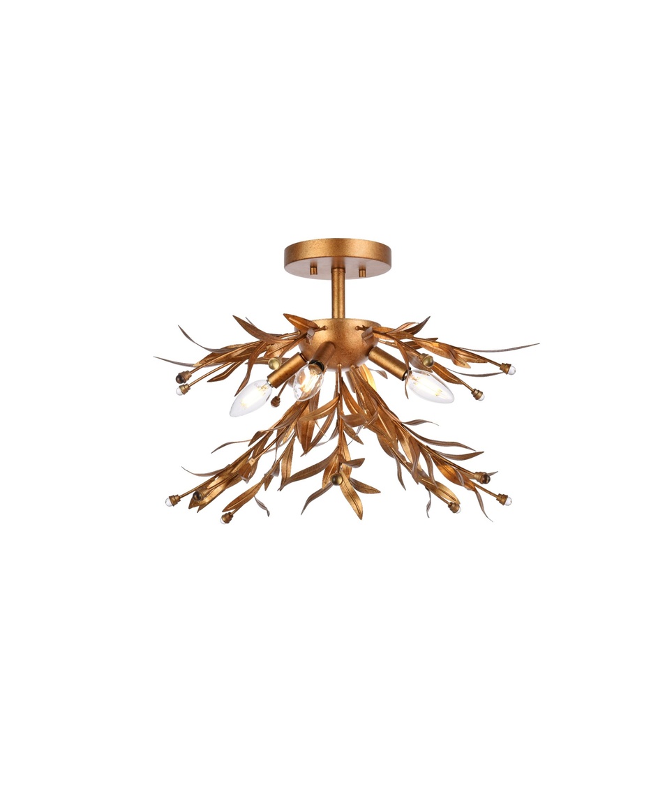 18.5 in. Priscilla Flush Mount in Gold Leaf
