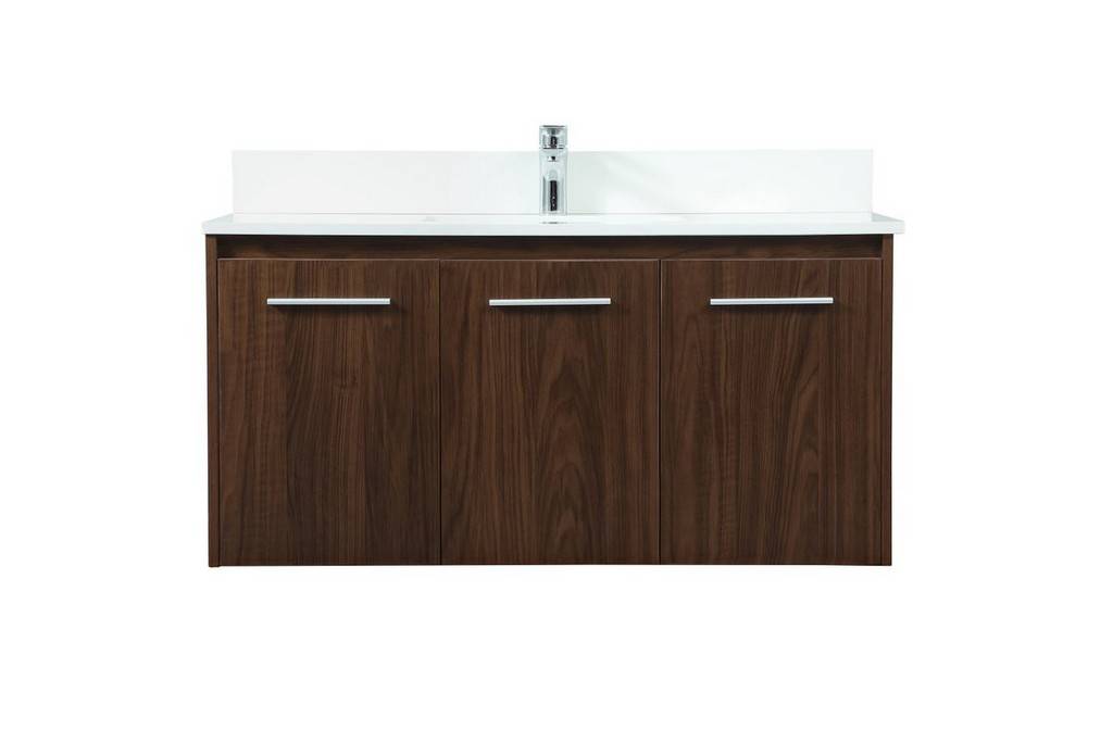 Modern Walnut Bathroom Vanity with Backsplash - 19.7 x 40 x 18 in.