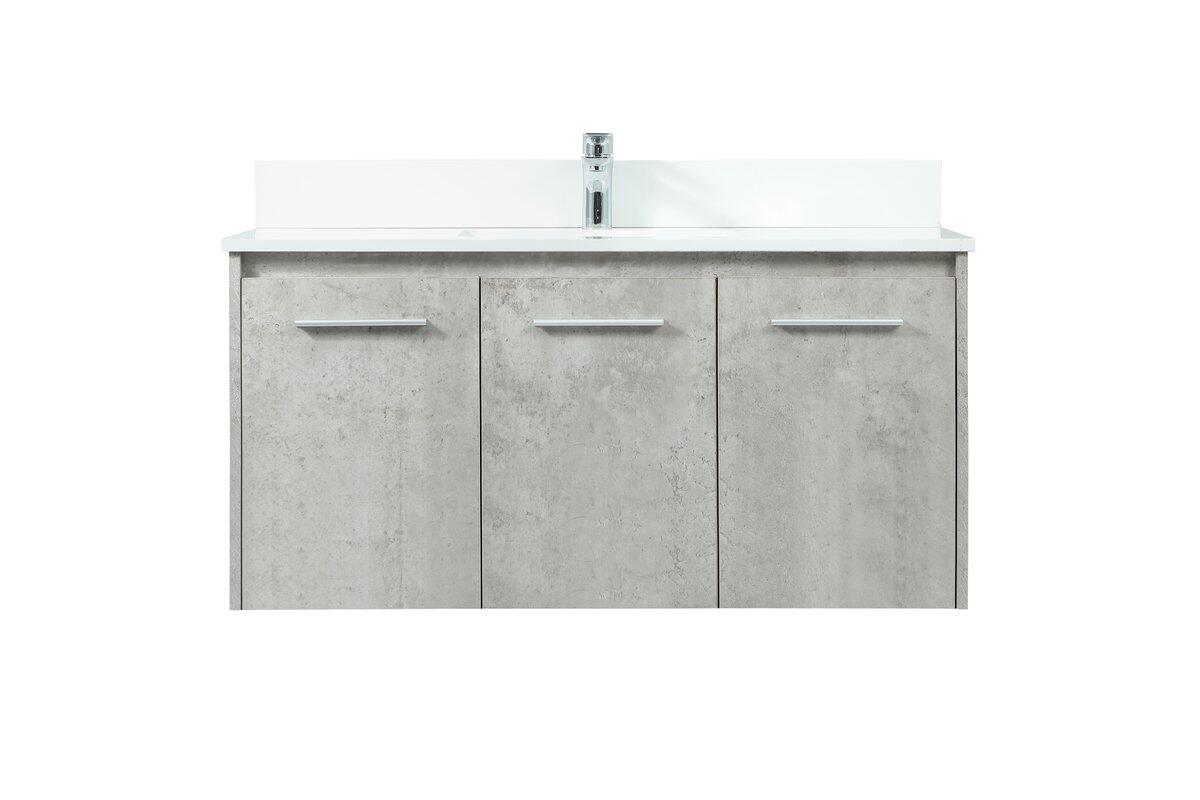 Modern Single Bathroom Vanity - Concrete Grey - 19.7 x 40 x 18 in. - Soft Closing Doors
