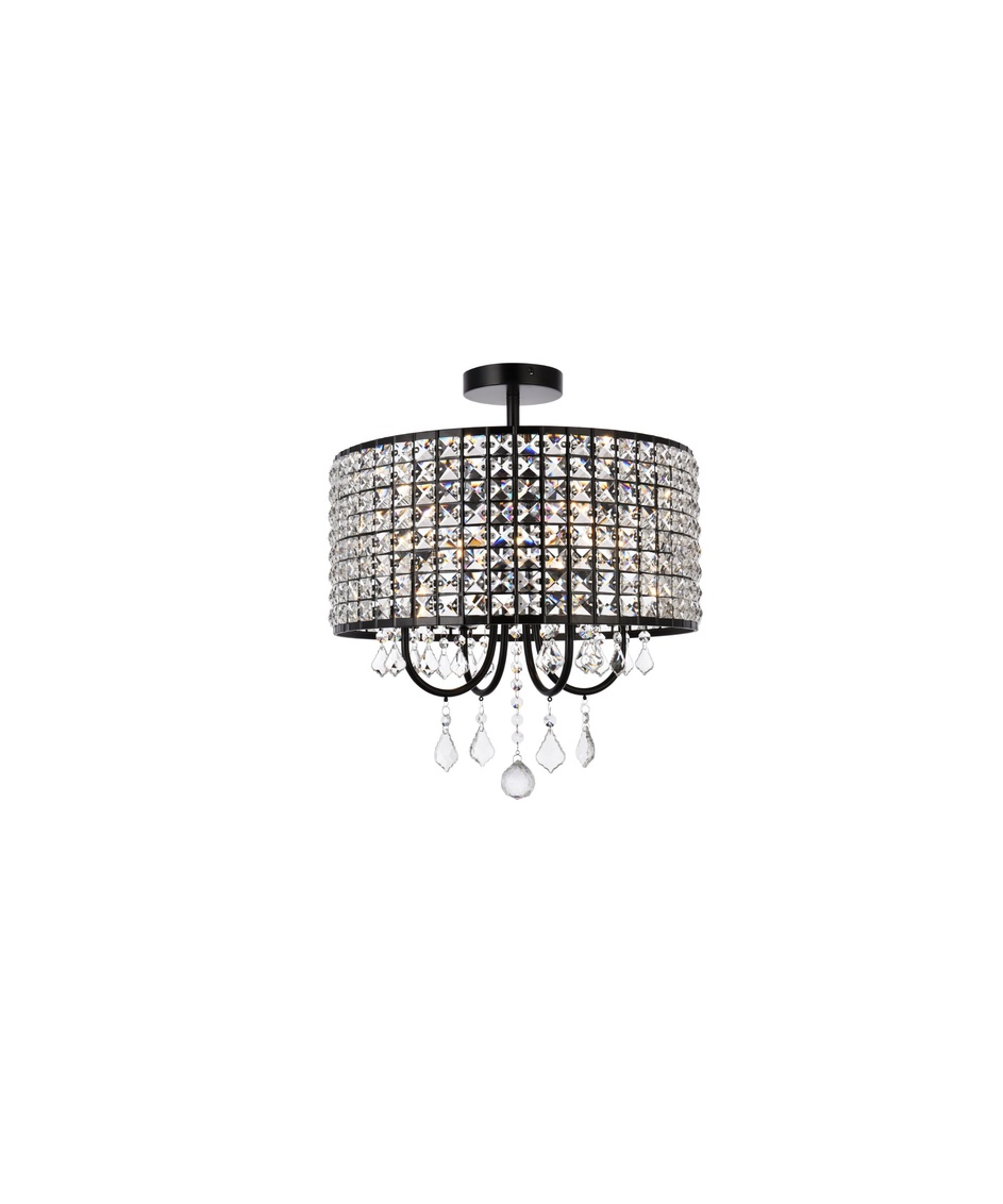 17 in. Elise Flush Mount in Black - 19 in.
