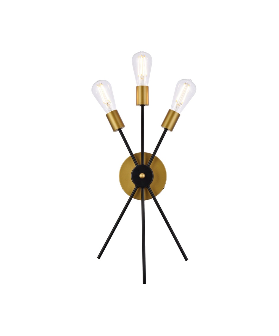 11 in. Lucca Bath Sconce in Black & Brass