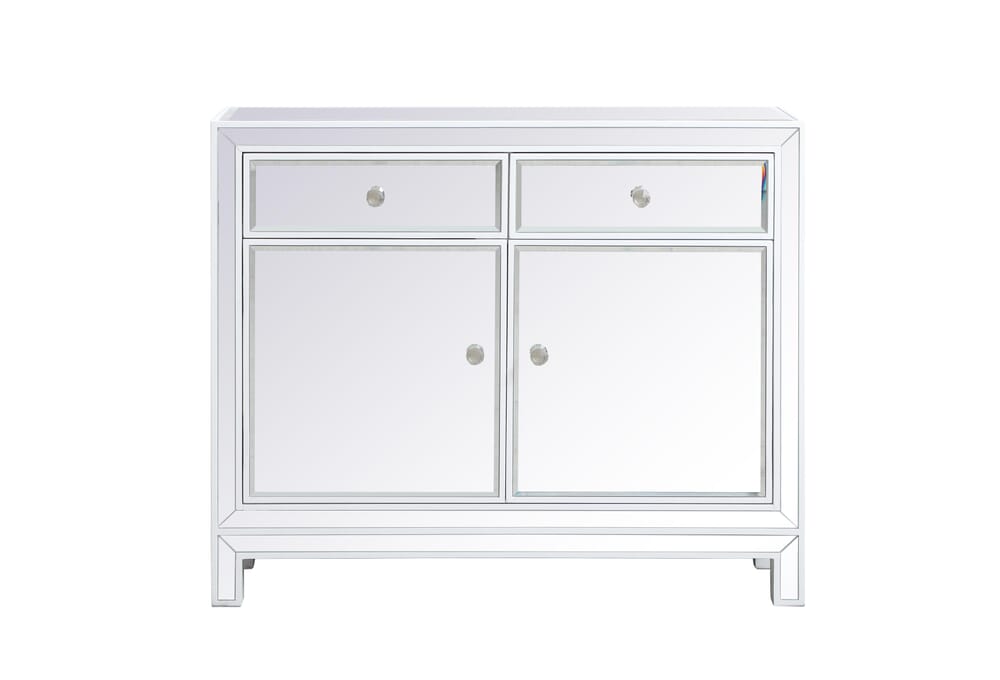 38 in. Transitional Mirrored Nightstand, White