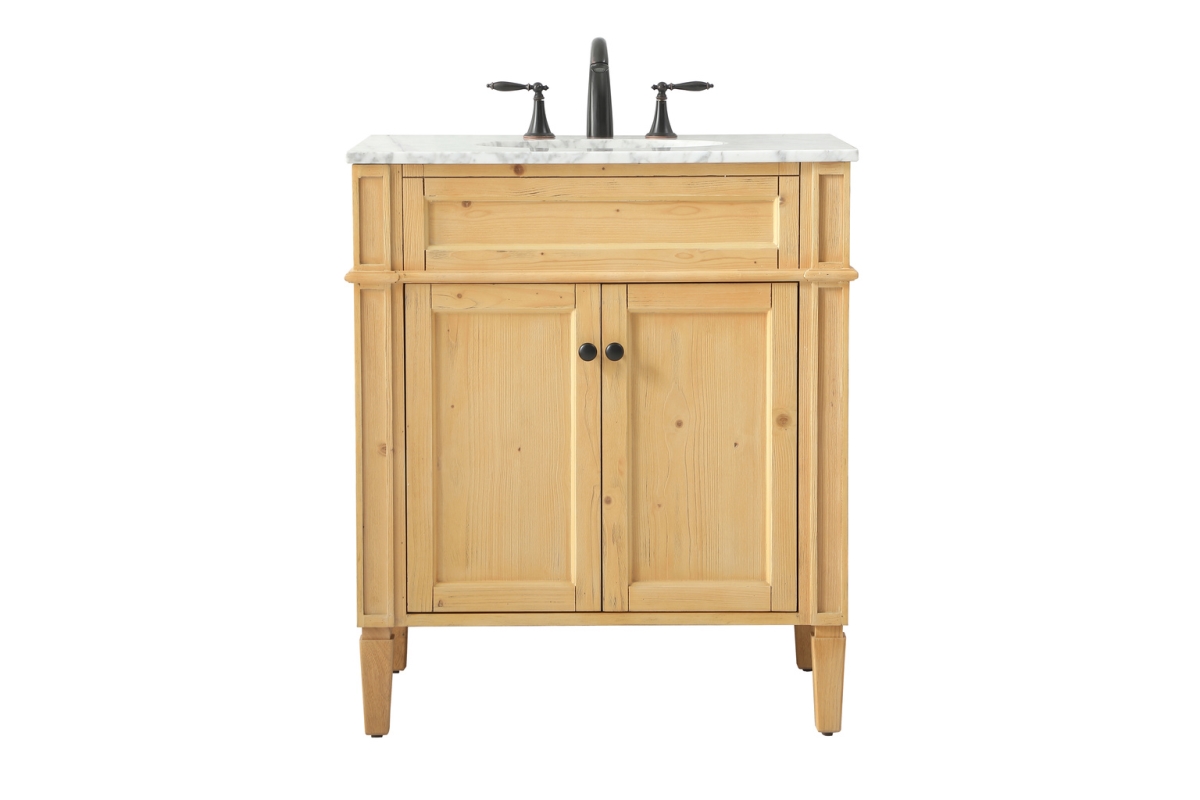 30in. Single Bathroom Vanity - Natural Wood - Transitional Style - Includes Sink