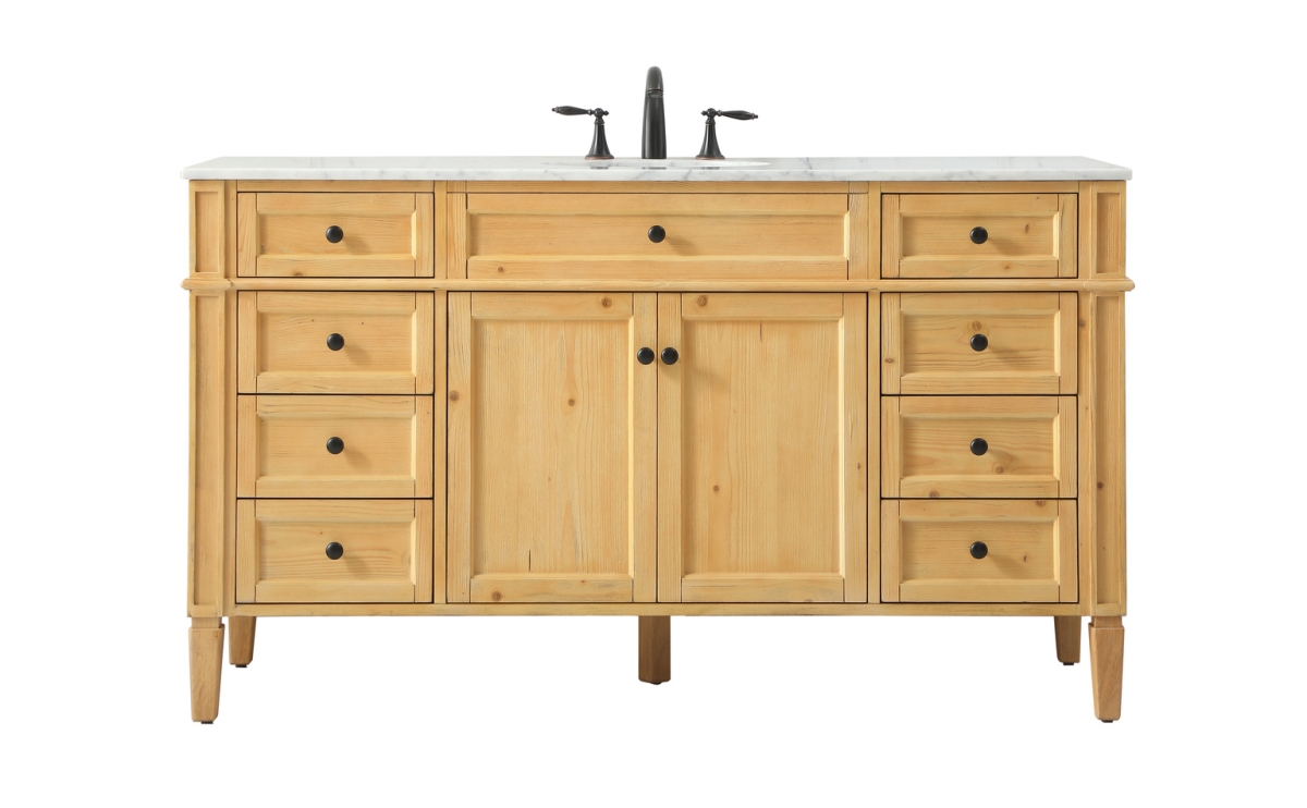 60 in. Single Bathroom Vanity, Natural Wood