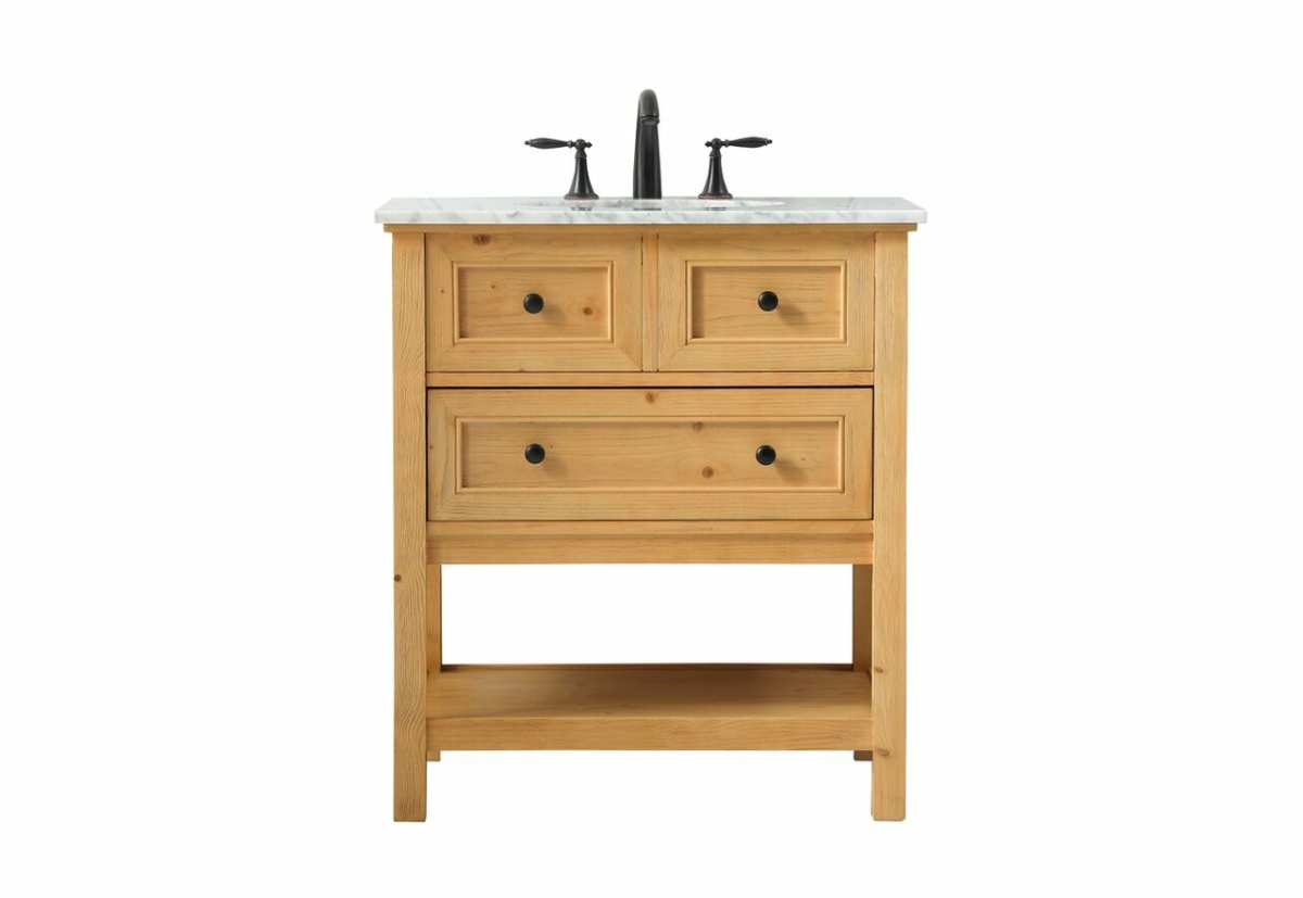 30 in. Single Bathroom Rectangle Natural Wood Vanity