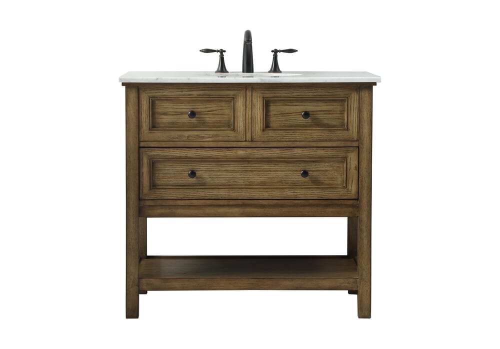 36 in. Transitional Single Bathroom Vanity, Driftwood
