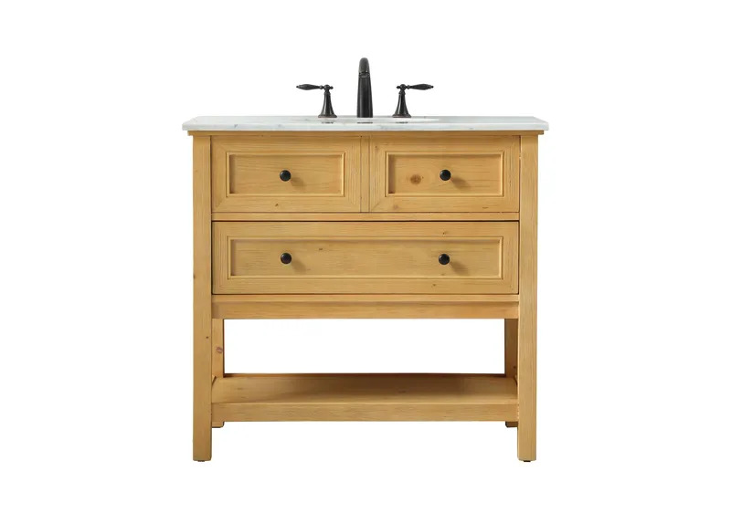 36 in. Single Bathroom Vanity, Natural Wood