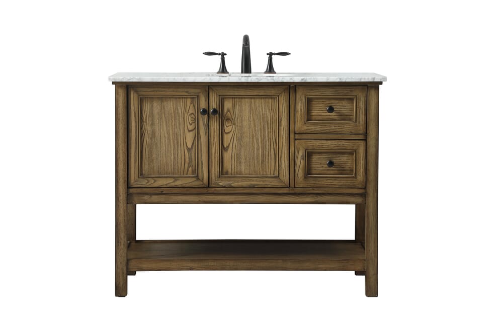 42 in. Transitional Single Bathroom Vanity, Driftwood