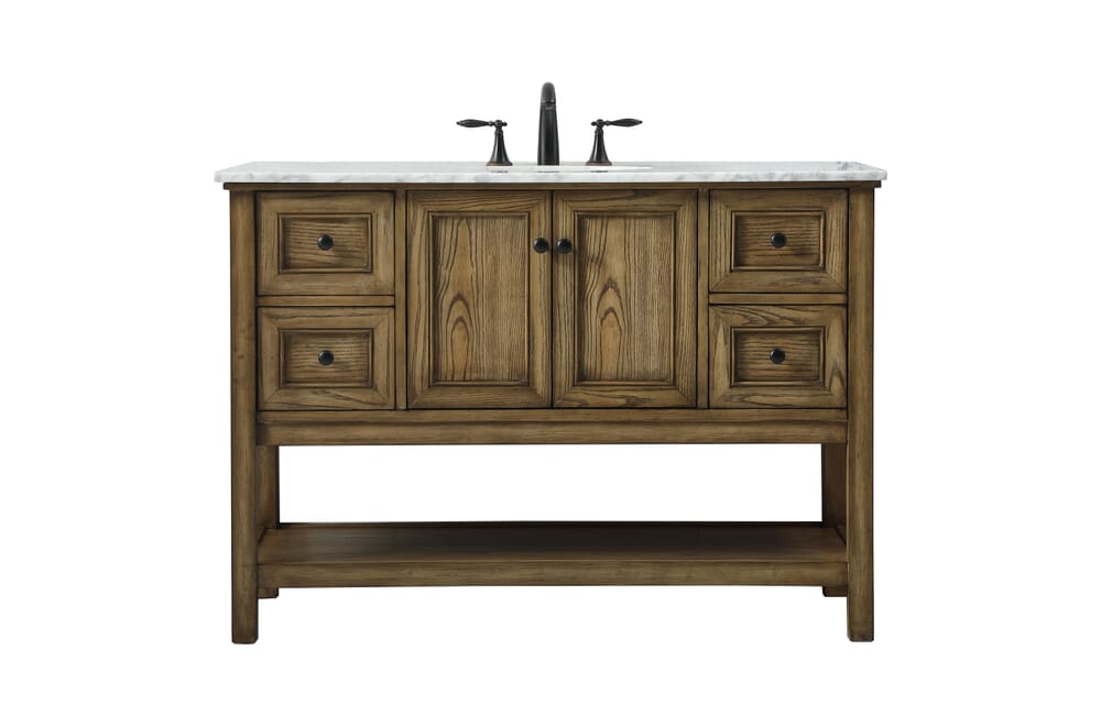 48 in. 4-Drawer Transitional Single Bathroom Vanity, Driftwood
