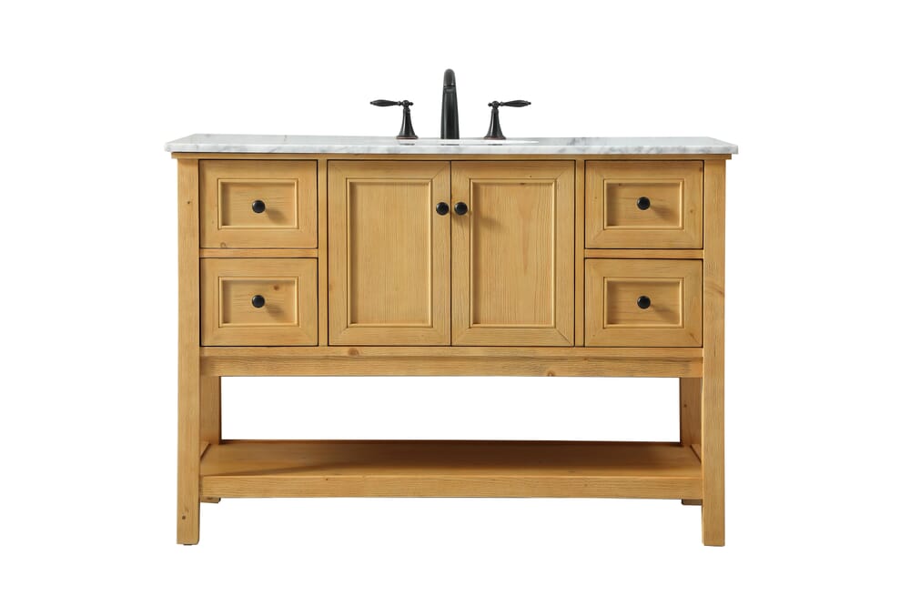 48 in. 4-Drawer Transitional Single Bathroom Vanity, Natural Wood