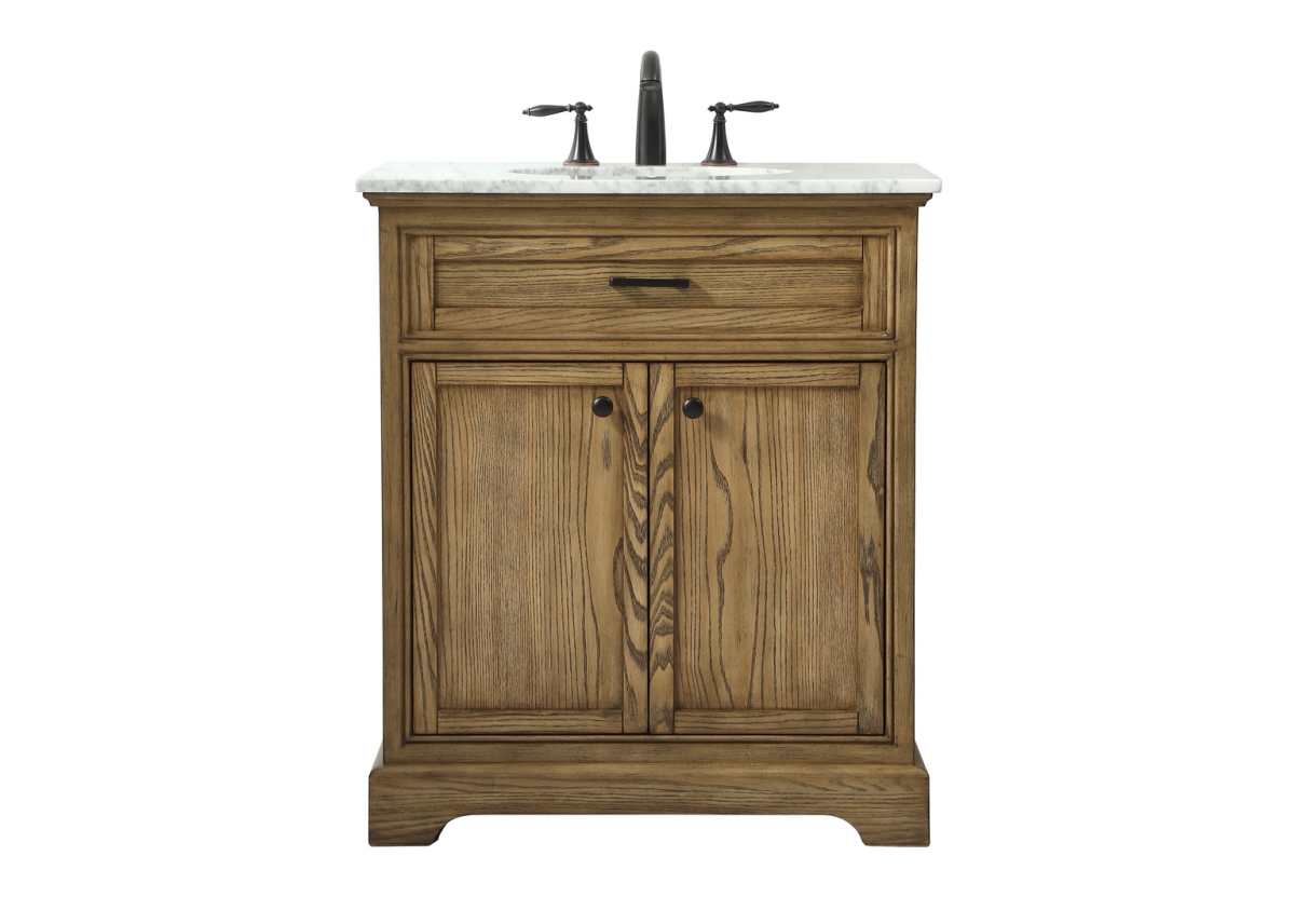 30-Inch Driftwood Single Bathroom Vanity with Marble Top