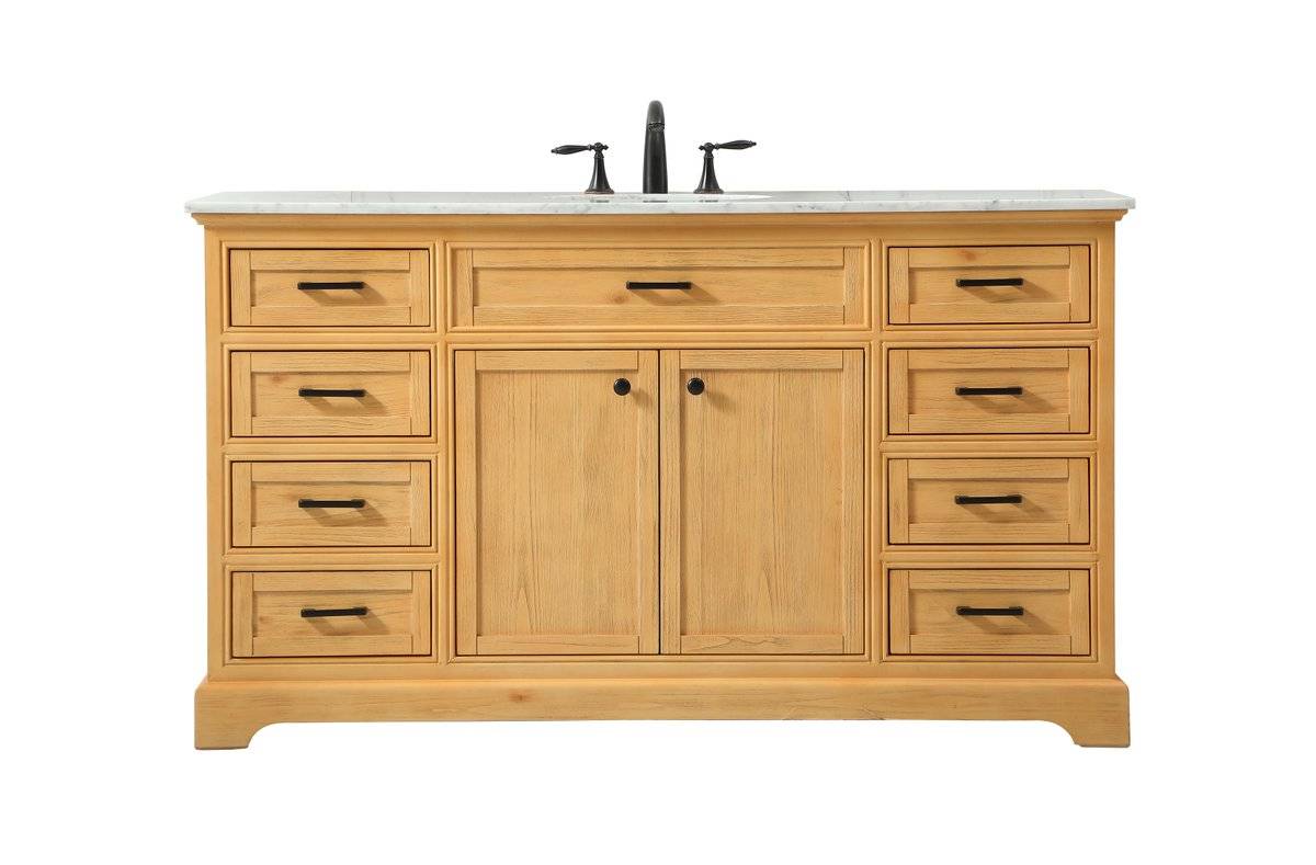 60 in. Single Bathroom Vanity, Natural Wood