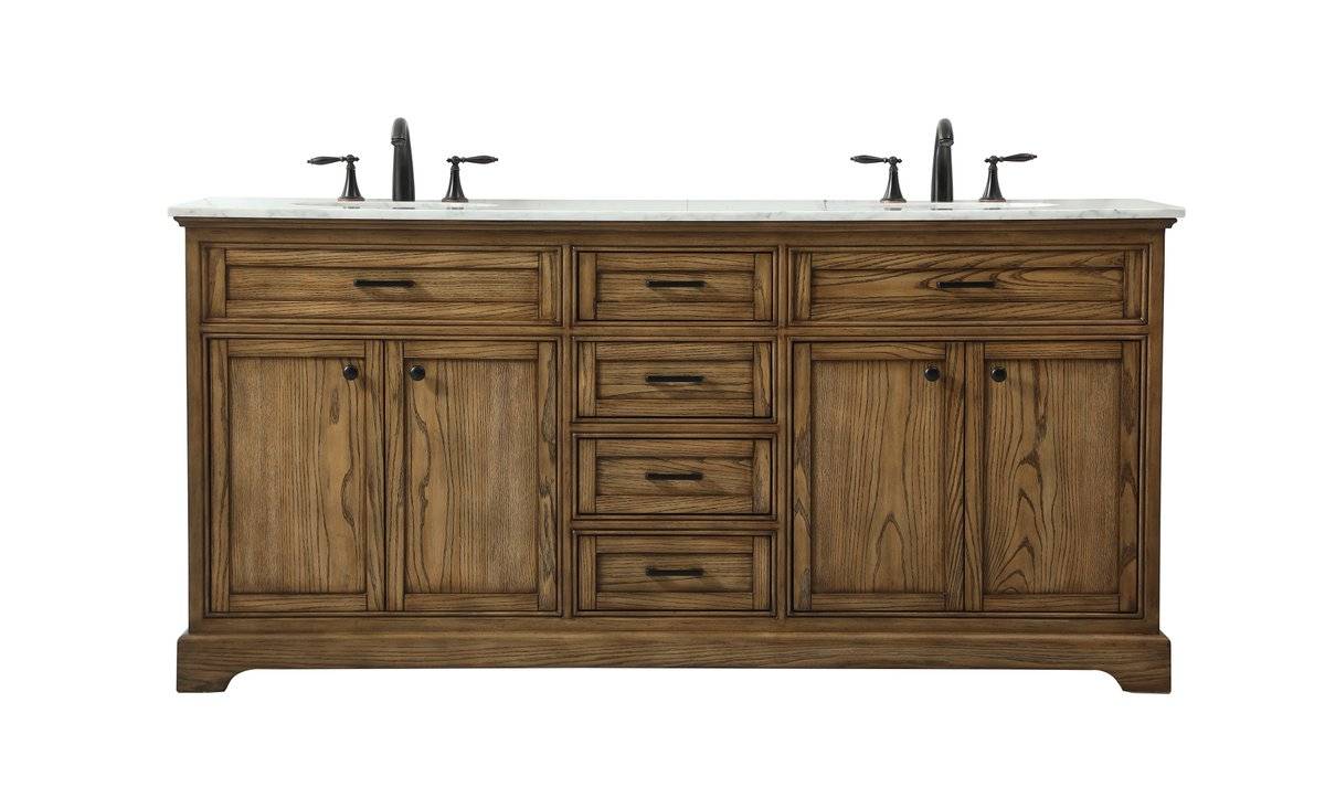 72 in. Double Bathroom Vanity, Driftwood