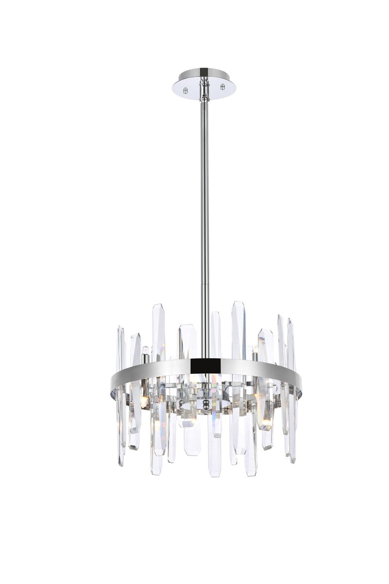 16 in. Serena Crystal Round Pendant, Chrome