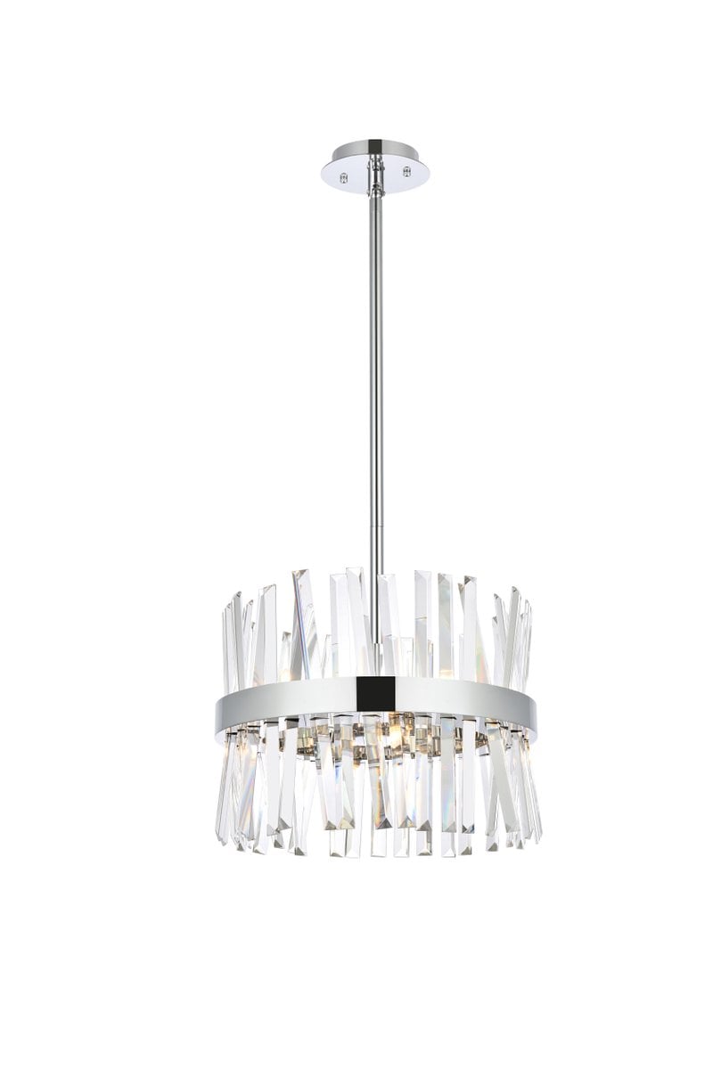 Elegant Lighting 6200D16C 16 in. Serephina Crystal Round Pendant Light, Chrome -  Elegant Furniture & Lighting