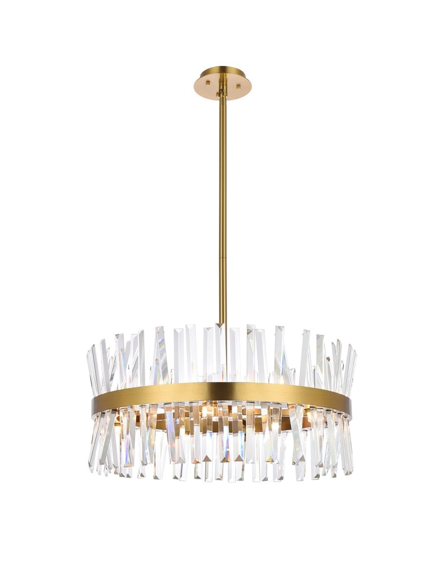 25 in. Serephina Crystal Round Pendant Light, Satin Gold