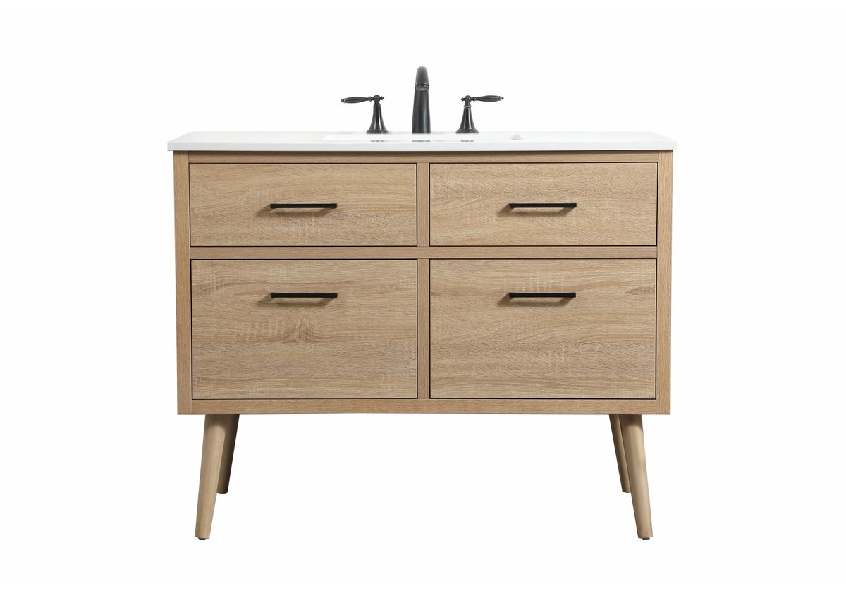 42 in. Single Bathroom Vanity in Mango Wood, Brown