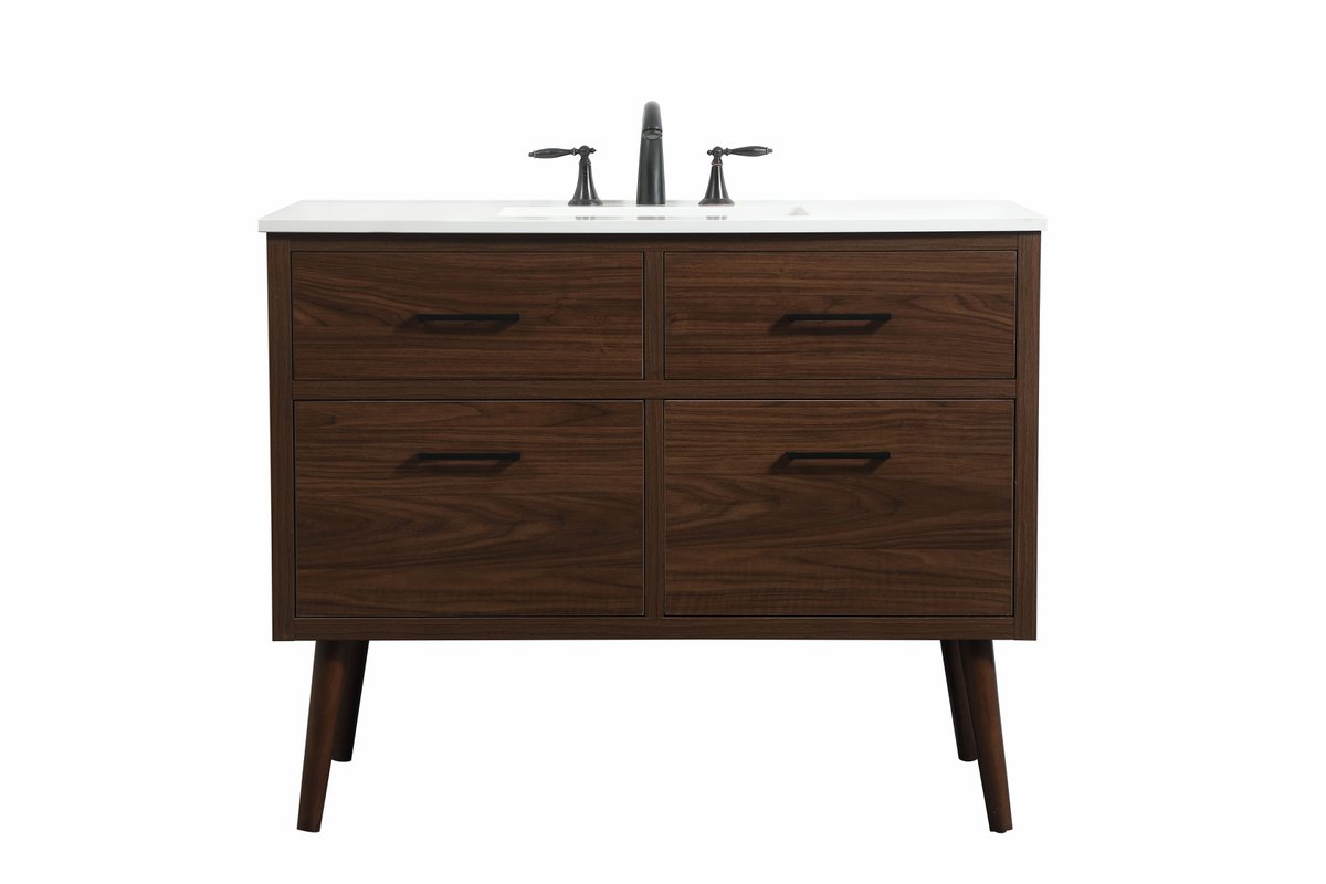42 in. Single Bathroom Vanity, Walnut