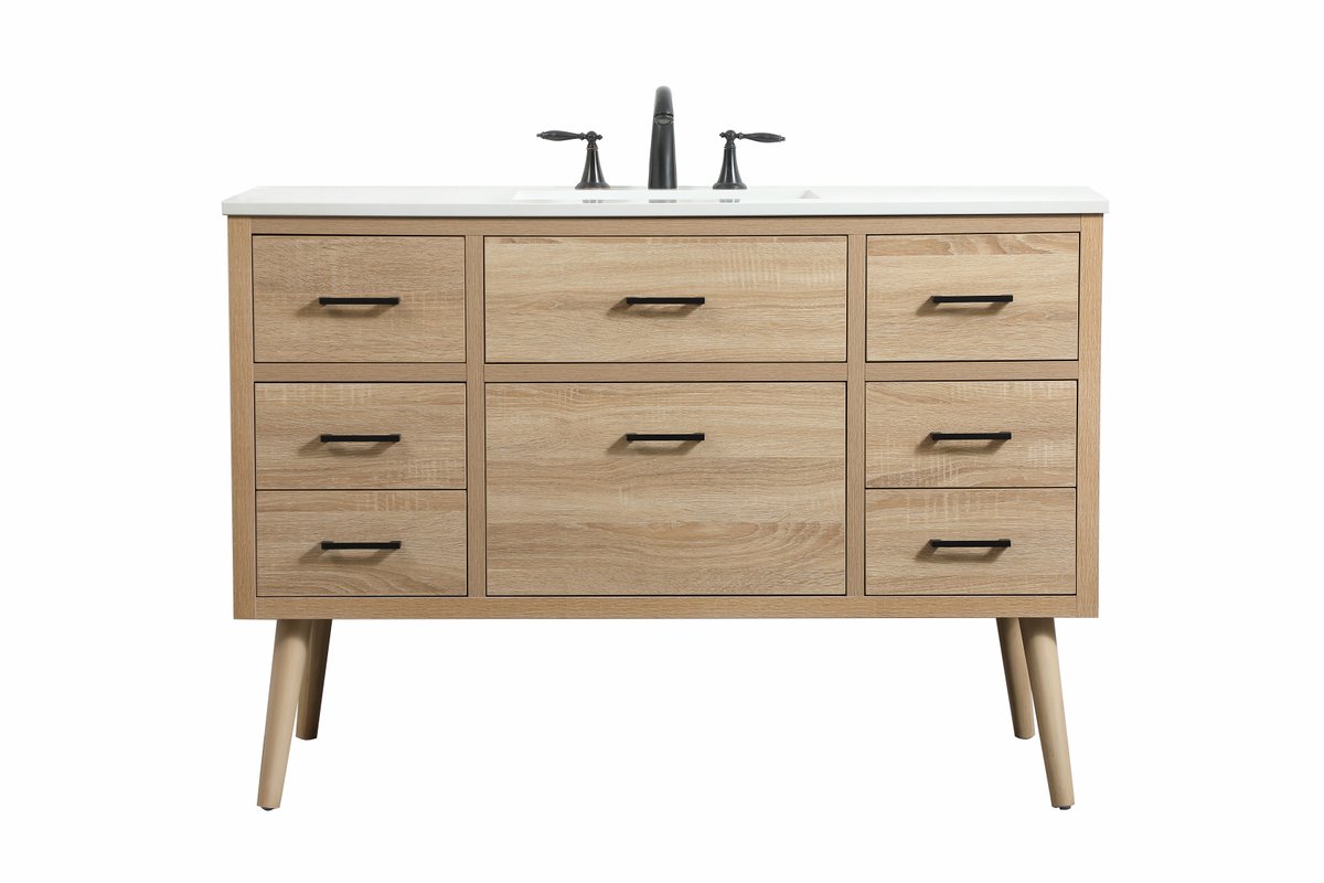 48 in. Single Bathroom Vanity in Mango Wood, Brown